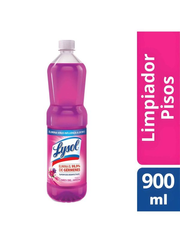 LIMPIAPISOS LYSOL FLORES DE JARDIN 900 ML. Limpiador Lysol Flores de Jardín 900 ml.