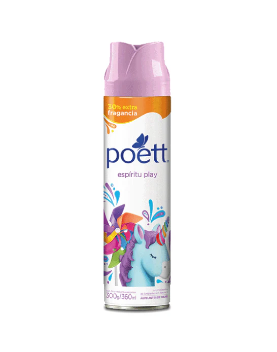 AMBIENTAL AEROSOL POETT 360 CC. E:PLAY Desodorante Ambiental Poett Espíritu Play 360 cc.