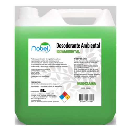 Desodorante Ambiental Manzana 5 lts. Nobel Desodorante Ambiental Manzana 5 lts. Nobel