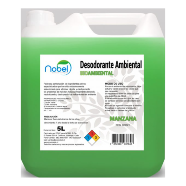 Desodorante Ambiental Manzana 5 lts. Nobel Desodorante Ambiental Manzana 5 lts. Nobel