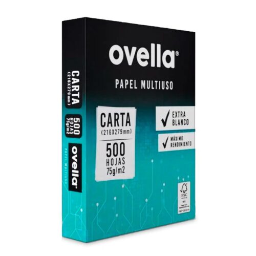 PAPEL FOTOCOPIA 75 GR CARTA OVELLA 500 HOJAS Papel Fotocopia 75 gr. Carta Ovella 500 h.