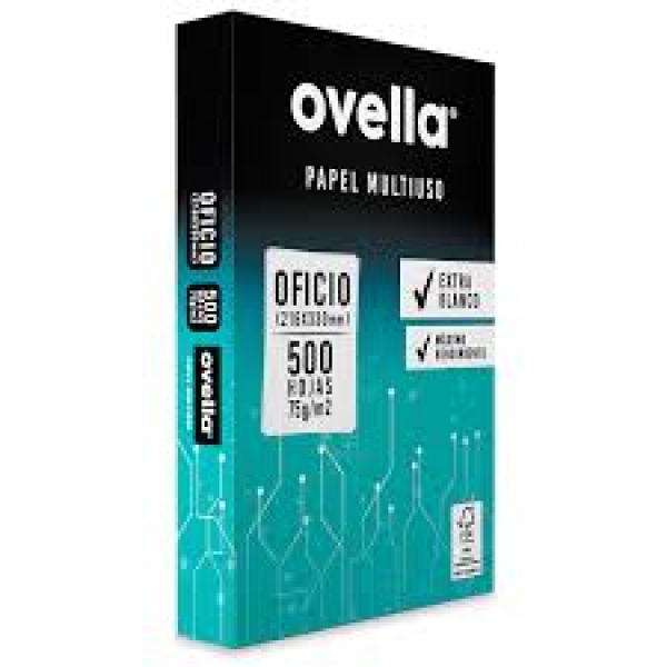 PAPEL FOTOCOPIA 75 GR OFICIO OVELLA 500 HOJAS Papel Fotocopia 75 gr. Oficio Ovella 500 h.