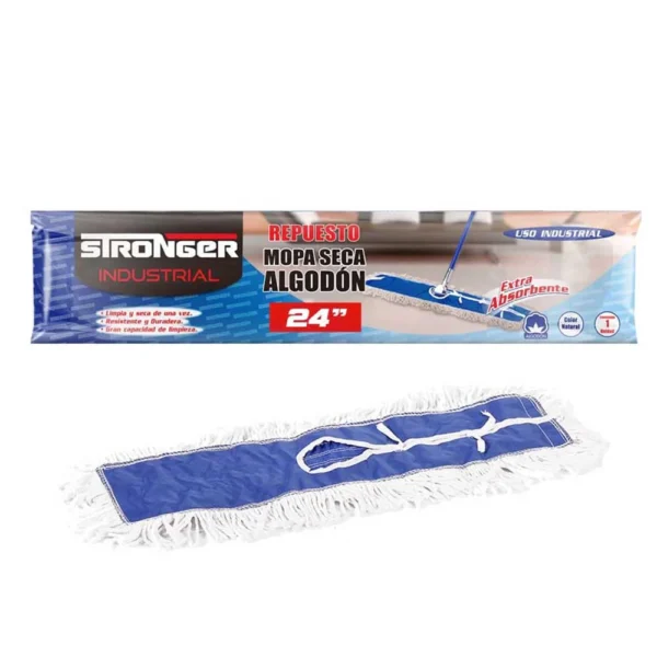 REPUESTO MOPA SECA 60 CM. STRONGER (AVION) Repuesto Mopa Seca Algodón 90 cm. (Avión)